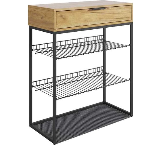 Изображение товара Обувница Краш (черный муар/дуб крафт золотой) LMN-13.2555