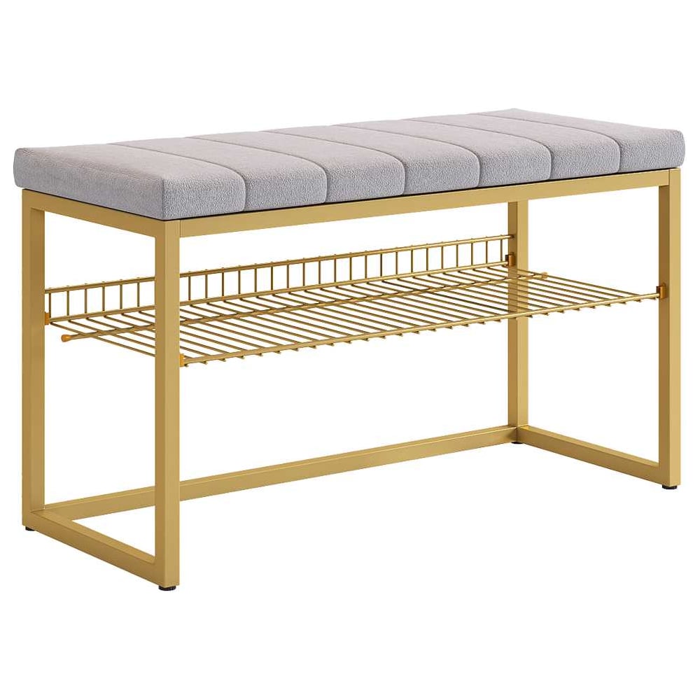 Изображение товара Обувница Классная 2 золото/оникс велюр с сиденьем металлическая