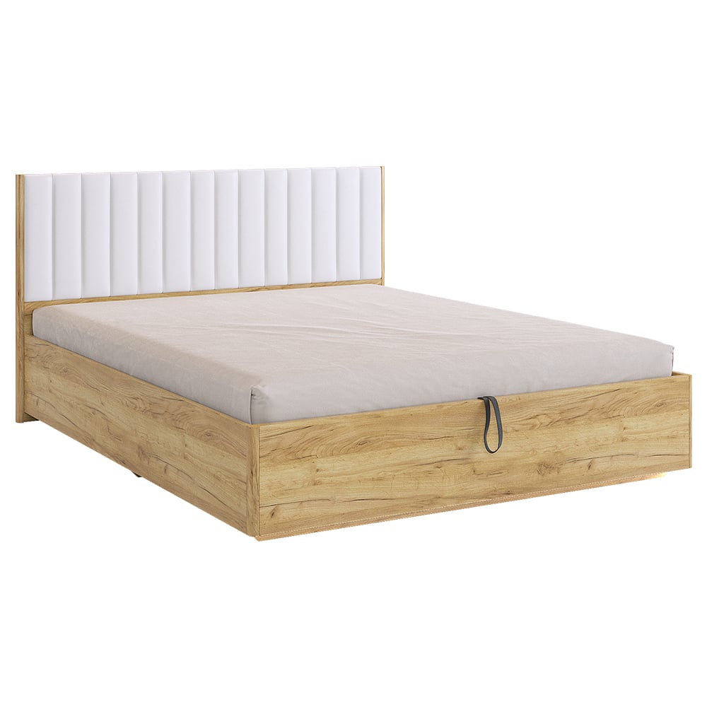 Изображение товара Кровать с подъемным механизмом Адам 160x200 см дуб крафт золотой / белоснежный