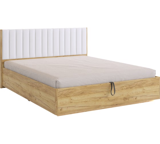 Изображение товара Кровать с подъемным механизмом Адам 160x200 см (дуб крафт золотой/белоснежный (экокожа)) MSA-06.2760