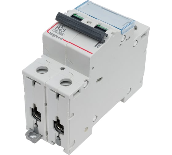 Изображение товара Автоматический выключатель Legrand DX³ 10000, 16 кА, тип характеристики B, 2П, 230/400 В~, 25 А, 2 модуля 408944