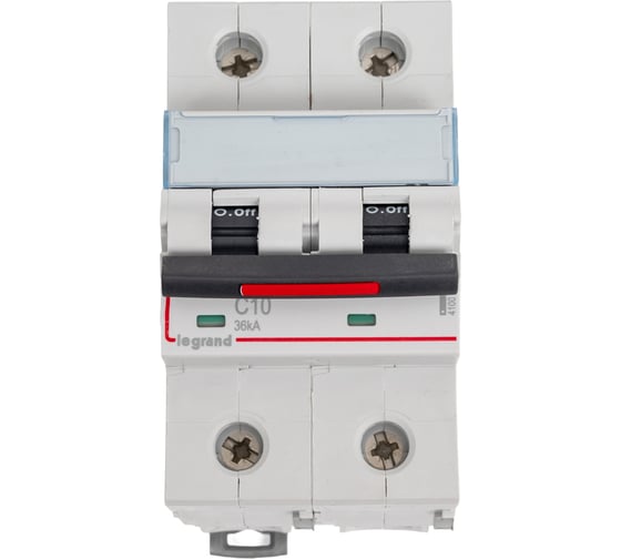 Изображение товара Автоматический выключатель Legrand DX³ 36 кА, тип характеристики С, 2П, 230/400 В~, 10 А, 3 модуля 410007