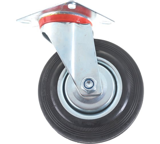 Изображение товара Колесо Tech-Krep пром. пов. D125 оцинк сталь с резин. шиной и роликоподшип., площ - накл. 127473