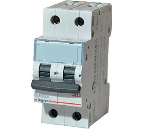 Изображение товара Автоматический выключатель Legrand TX³ 6000 10 кА, тип характеристики B, 2П, 230/400 В~, 6 А, 2 модуля 403871