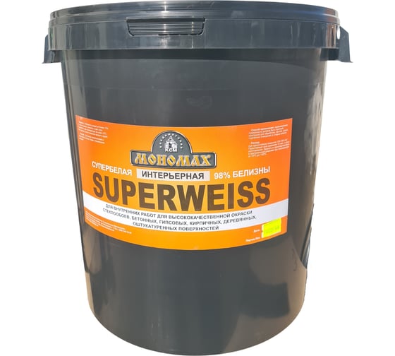 Изображение товара Интерьерная краска Мономах Superweiss, супербелая 40кг 2крсв40б