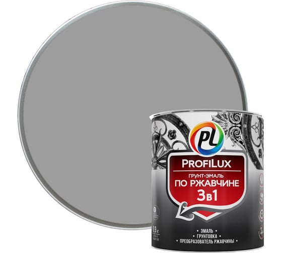 Изображение товара Грунт-эмаль Profilux по ржавчине 3в1 серая 0,9 кг Н0000003475