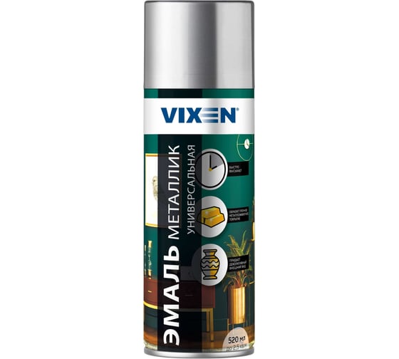 Изображение товара Универсальная эмаль VIXEN металлик хром, аэрозоль, 520 мл VX19110
