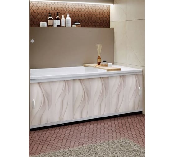 Изображение товара Экран пластиковый под ванну Alavann Elegant 150 см, дым, раздвижной на алюминиевом профиле, 3 дверцы ALV0928002