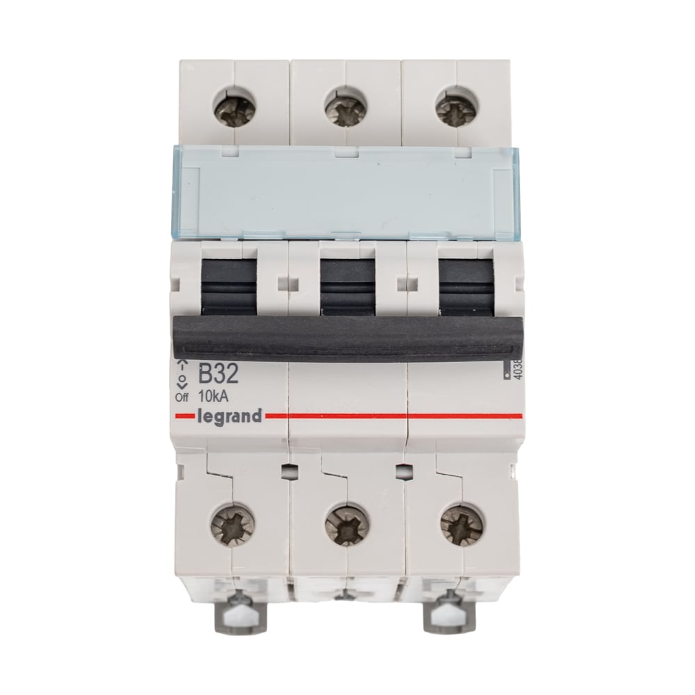 Изображение товара Автоматический выключатель Legrand TX³ 6000 10 кА тип характеристики B 3П 400 В~ 32 А 3 модуля 403891
