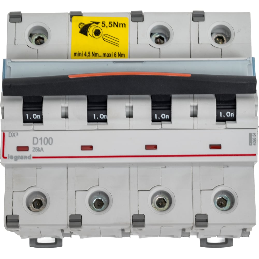 Изображение товара Автоматический выключатель Legrand DX³ 25 кА 4П 400 В~ 100 А IP20 для электросетей