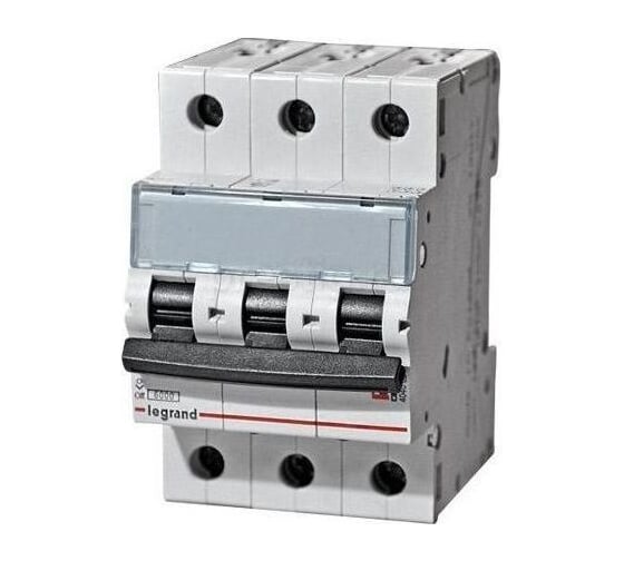 Изображение товара Автоматический выключатель Legrand TX³ 6000 10 кА тип характеристики B 3П 400 В~ 6 А 3 модуля 403885