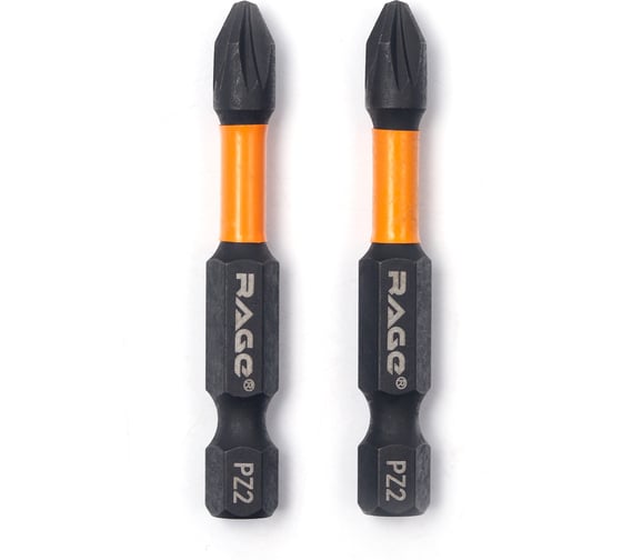 Изображение товара Биты RAGE By VIRA намагниченные торсионные IMPACT S2 PZ2 x 50 мм 2 шт 554126