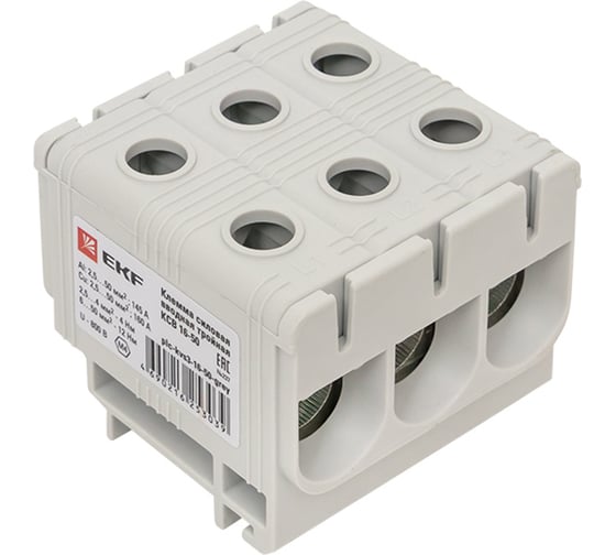 Изображение товара Силовая вводная тройная клемма EKF, КСВ 16-50 серая PROxima plc-kvs3-16-50-grey