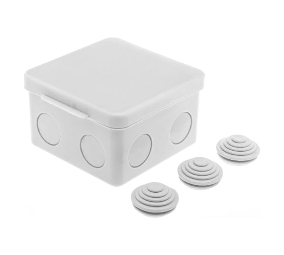 Изображение товара Распределительная коробка GUSI ELECTRIC 80х80х55 без отверстий 3 муфты, IP54, ОП, Негорючая С3В80 Нг Евро