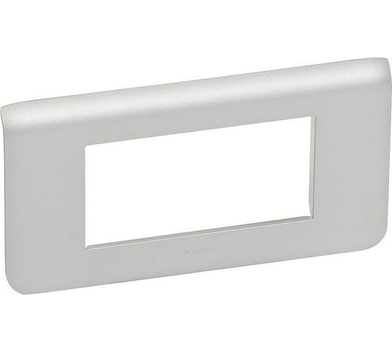 Изображение товара Рамка горизонтальная Legrand пластиковая Mosaic 4 модуля Алюминий 079314