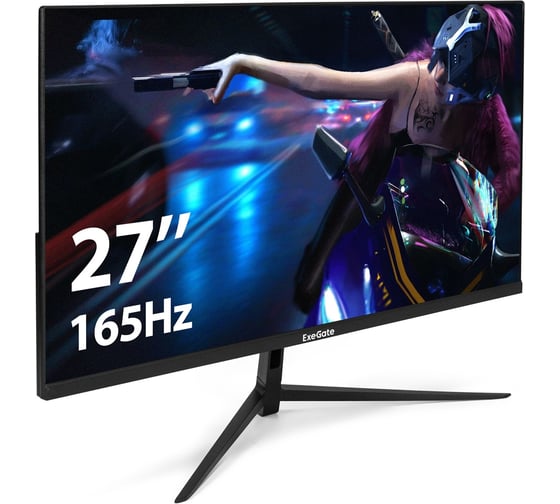 Изображение товара Монитор ExeGate Combat EF2707C игровой, 165 Гц, 27", IPS LED, Grade A+, FHD, 1920x1080, 165Гц, 16:9, 300cd/m2, 1000:1, 178/178, 1ms, HDMI, DisplayPort 297306