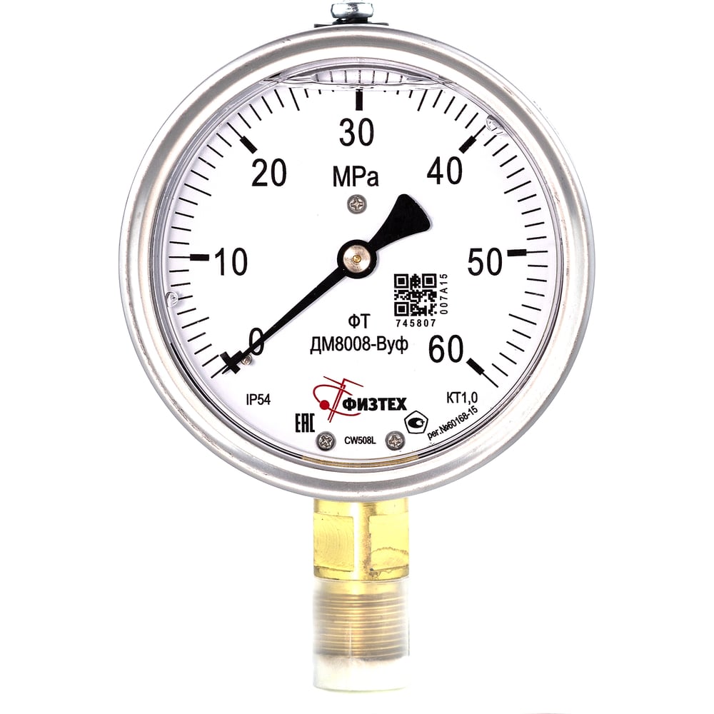 Изображение товара Манометр Физтех ДМ8008-ВУф 0-60 МПа IP54 радиальное соединение