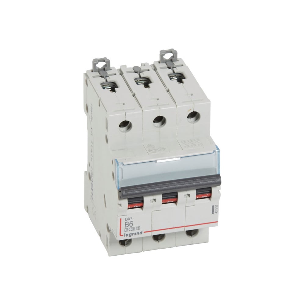 Изображение товара Автоматический выключатель Legrand DX³ 6000 10 кА 3П 6 А для монтажа на DIN-рейку