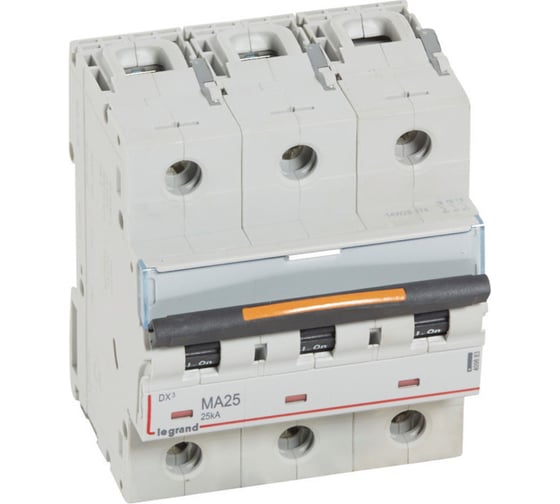 Изображение товара Автоматический выключатель Legrand DX³ MA 25 кА тип характеристики MA 3П 400 В~ 25 А 4,5 модуля 409883