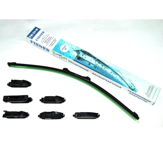 Изображение товара Щетка стеклоочистителя бескаркасная FINORD с тефлоновым покрытием № мультиадаптерная 20 (510 мм), 6 адаптеров: Hook, Pinch tab, Push button 16/19, Bayonet arm FN-20-M