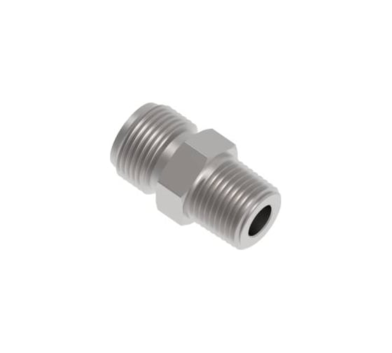 Изображение товара Штуцер с наружными резьбами из нержавеющей стали Hy-Lok zcr 1/4 - npt 1/4, ra=0,25м H-ZMC-4-4N-B