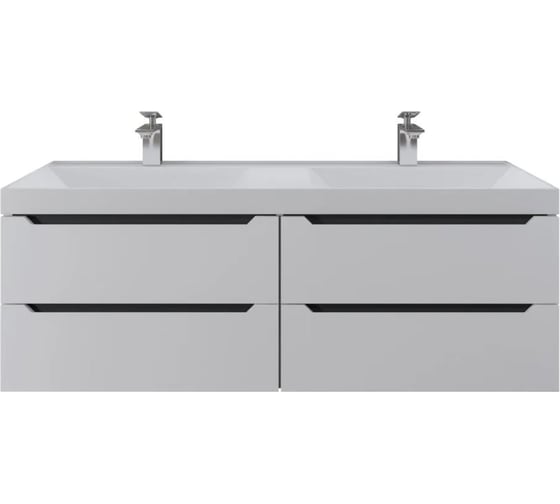 Изображение товара Подвесная тумба под двойную раковину для ванной uperwood Tanos 120x45x50 см, белая/графит, 4 ящика 2910203303