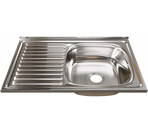 Изображение товара Мойка mixline 50х80х18 см, 0.8, правый выпуск 3 1/2, с сифоном 528178