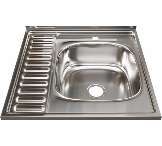 Изображение товара Мойка mixline 60х60х18 см, 0.8, правый выпуск 3 1/2, с сифоном 528019