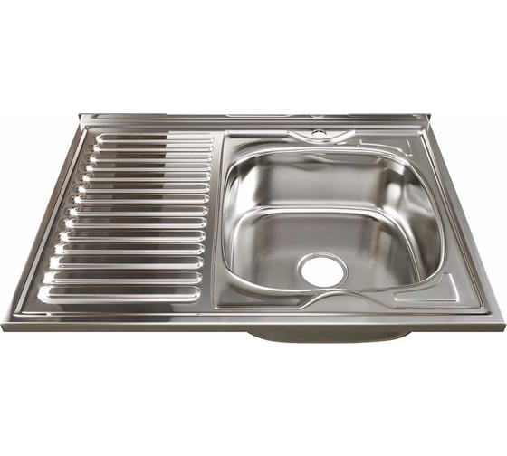 Изображение товара Мойка mixline 60х80х18 см, 0.8, правый выпуск 3 1/2, с сифоном 528181