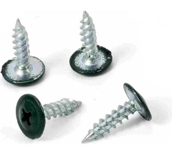 Изображение товара Саморез крашеный с пресс-шайбой Квадра острый конец, 4.2 x 16, RAL 6005, уп. 20 шт. 600516120812