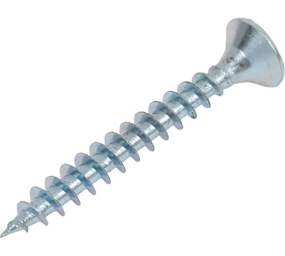 Изображение товара Саморез универсальный Квадра 5x40, белый, потайная голова, цинк, кop. 100 шт. 503040020101