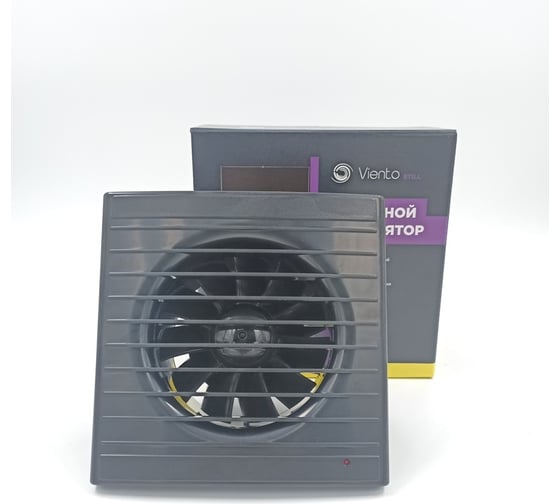 Изображение товара Вентилятор осевой, вытяжной ВИЕНТО с таймером и датчиком влажности, малошумный, 130 м³/ч, черный, шарикоподшипник 100СН STILL black-B