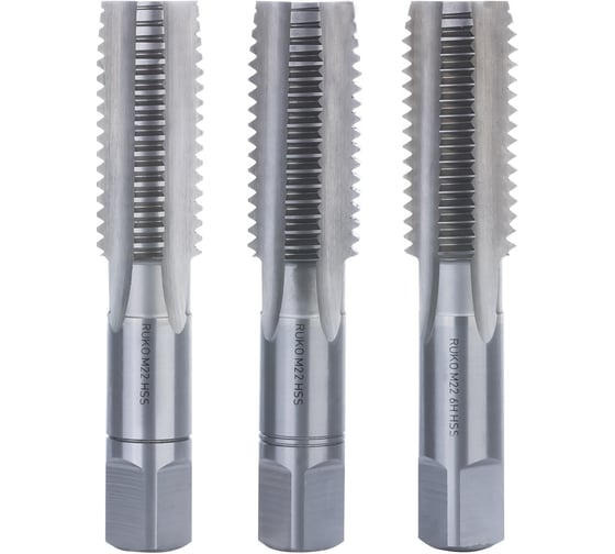 Изображение товара Набор метчиков Ruko из 3-х шт. М 22 Шаг 2.5 мм HSS-G 230220