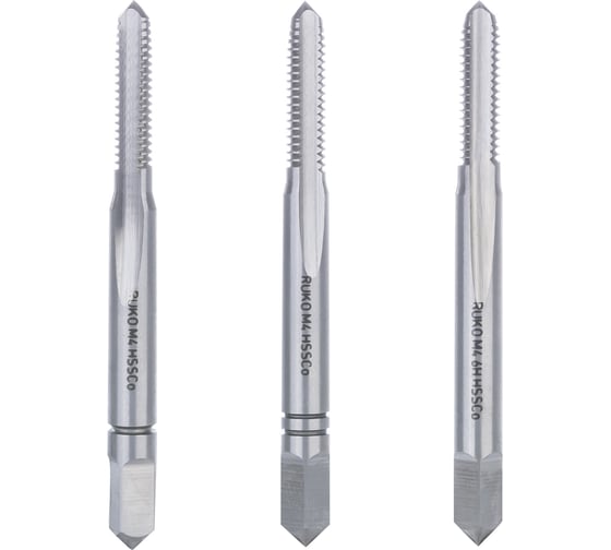 Изображение товара Набор метчиков Ruko из 3-х шт. М 4 Шаг 0.7 мм HSSE-Co5 230040E
