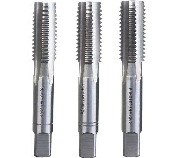 Изображение товара Набор метчиков Ruko из 3-х шт. М 14 Шаг 2.0 мм HSSE-Co5 230140E