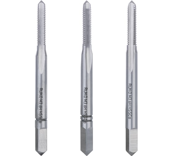 Изображение товара Набор метчиков Ruko из 3-х шт. М 3 Шаг 0.5 мм HSSE-Co5 230030E