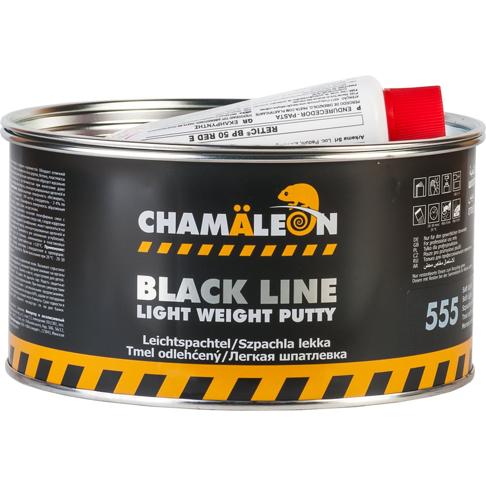Изображение товара Мягкая легкая шпатлевка Chamaeleon Black Line с отвердителем 1 л для металла и пластика