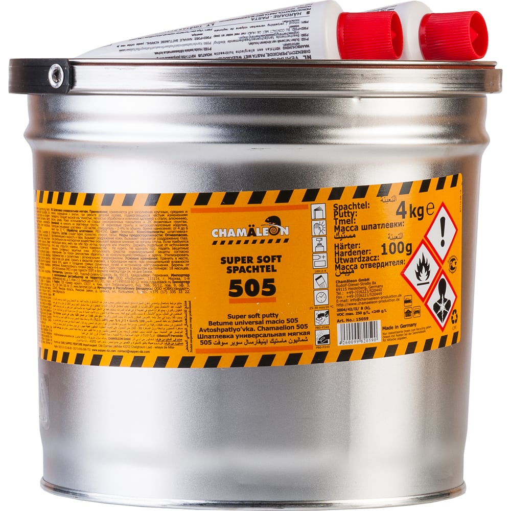 Изображение товара Универсальная мягкая шпатлевка Chamaeleon 4,1 кг с отвердителем для металла пластика стеклопластика