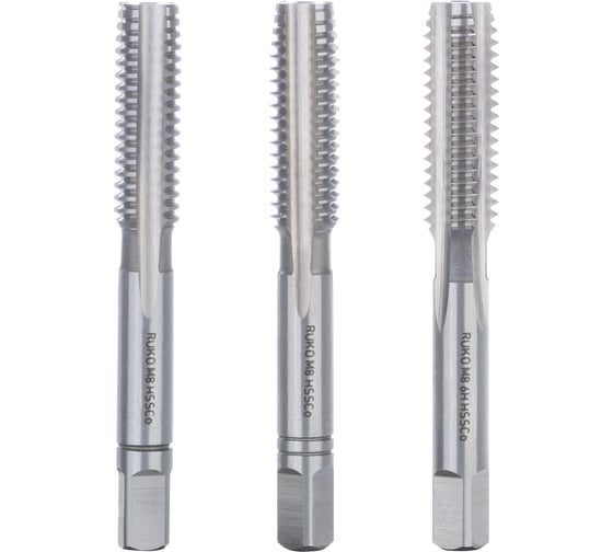 Изображение товара Набор метчиков Ruko из 3-х шт. М 8 Шаг 1.25 мм HSSE-Co5 230080E