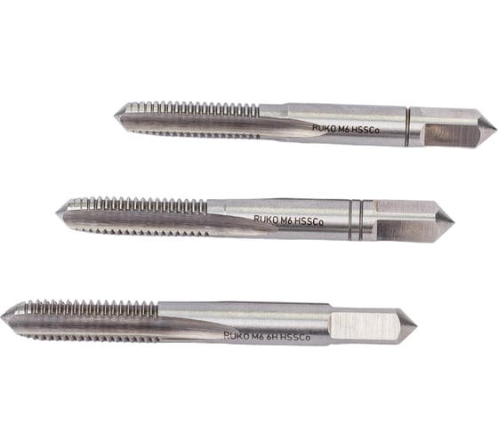 Изображение товара Набор метчиков Ruko из 3-х шт. М 6 Шаг 1.0 мм HSSE-Co5 230060E