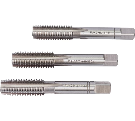 Изображение товара Набор метчиков Ruko из 3-х шт. М 12 Шаг 1.75 мм HSSE-Co5 230120E