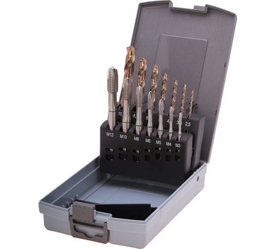 Изображение товара Набор машинных метчиков Ruko M3-М12 мм HSSE-Co5 14пр 245051RO