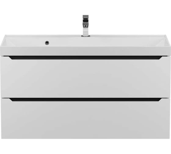 Изображение товара Подвесная тумба с раковиной для ванной uperwood Tanos-Classic Quartz 100x45x55 см, белая графит/бетон 3930421703