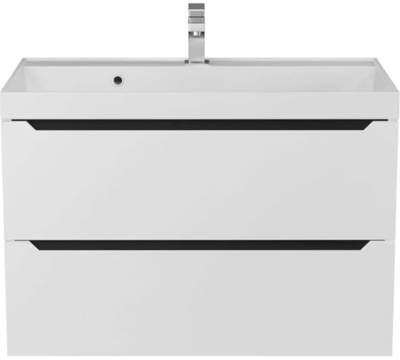 Изображение товара Подвесная тумба с раковиной для ванной uperwood Tanos-Classic Quartz 80x45x55 см, белая графит/бетон 3930421702