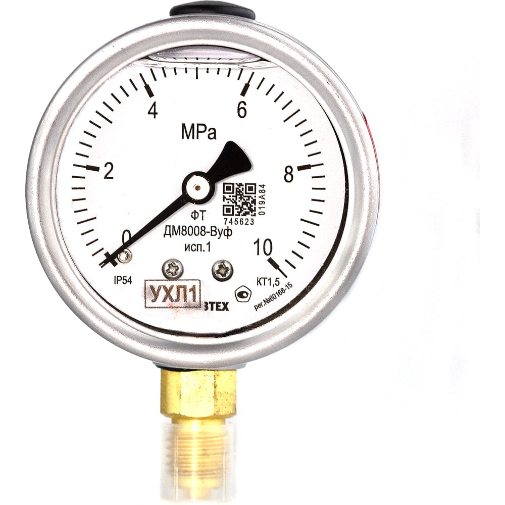 Изображение товара Манометр ПО Физтех АО МД8008-ВУф 0-10 МПа IP54 резьба М12x1.5