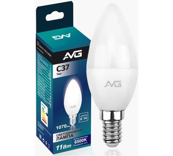 Изображение товара Светодиодная лампа AVG 6500К E14 C37 11вт 6К