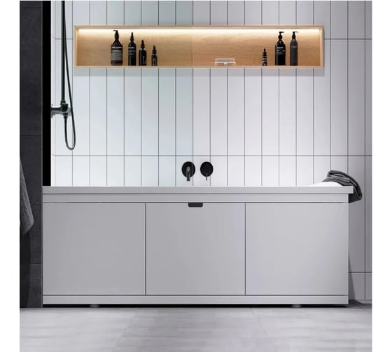 Изображение товара Экран под ванну Alavann МДФ Rita AL 180 см белый, раздвижной на алюминиевом профиле, 3 дверцы ALV1026001