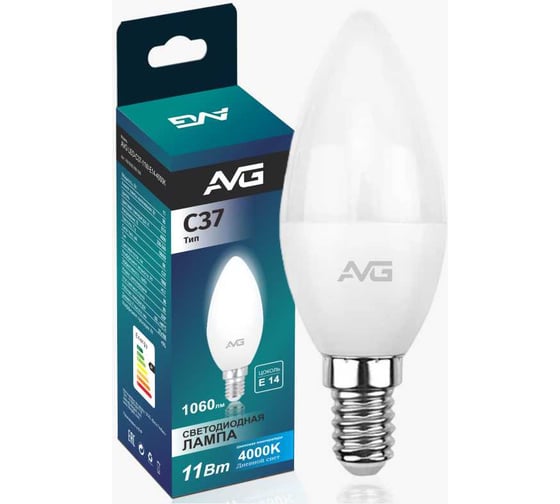 Изображение товара Светодиодная лампа AVG 4000К E14 C37 11вт 4К
