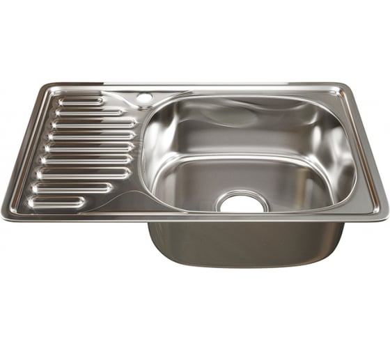 Изображение товара Врезная мойка mixline 42х66х18 см, 0.8, правый выпуск 3 1/2, с сифоном 536117