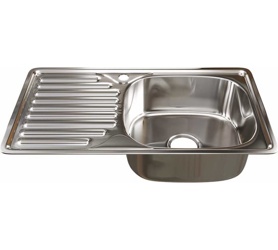 Изображение товара Врезная мойка mixline 42х76х18 см, 0.8, правый выпуск 3 1/2, с сифоном 535615